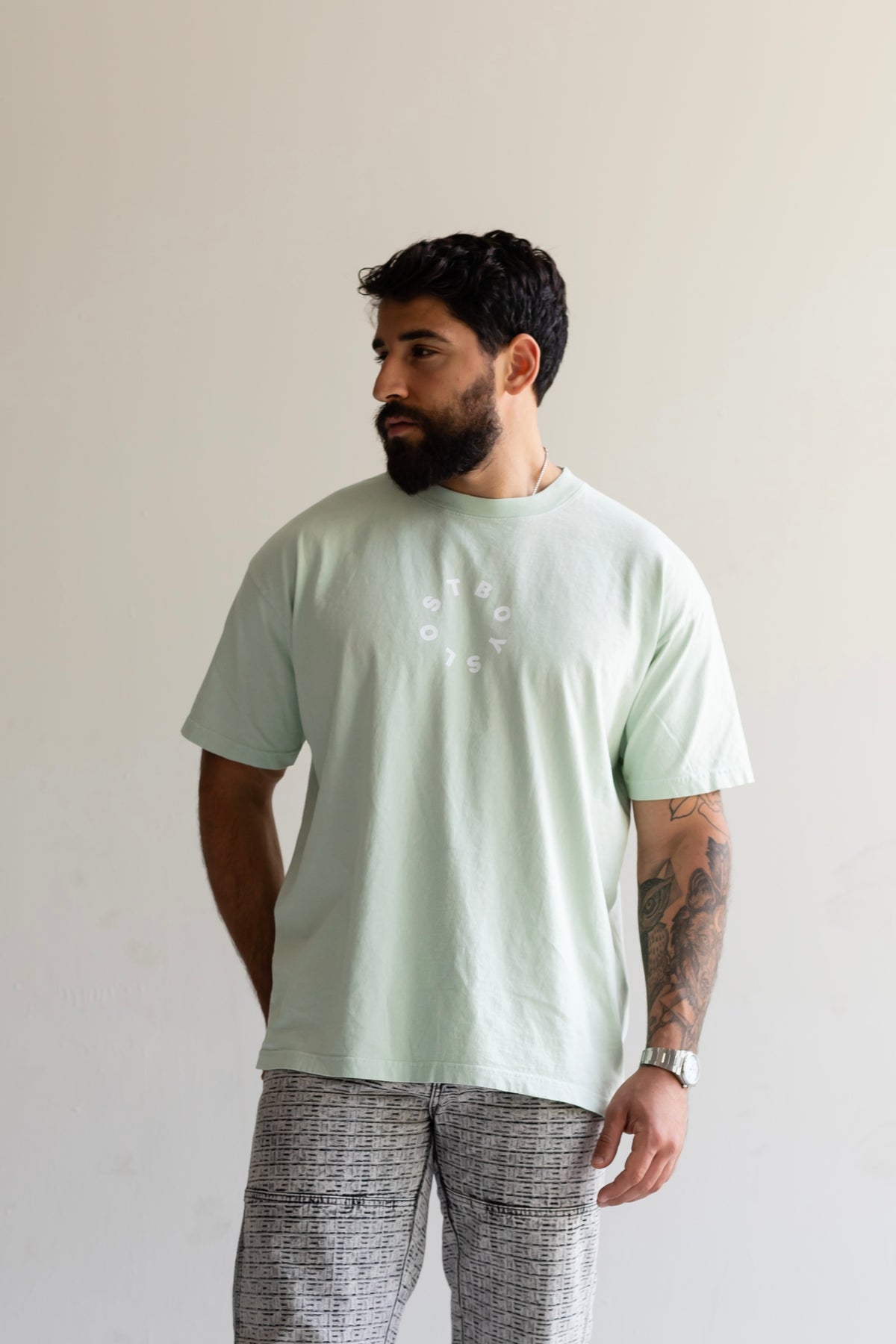 “NONSTOP” PREMIUM OVERSIZED TEE IN WASHED MINT